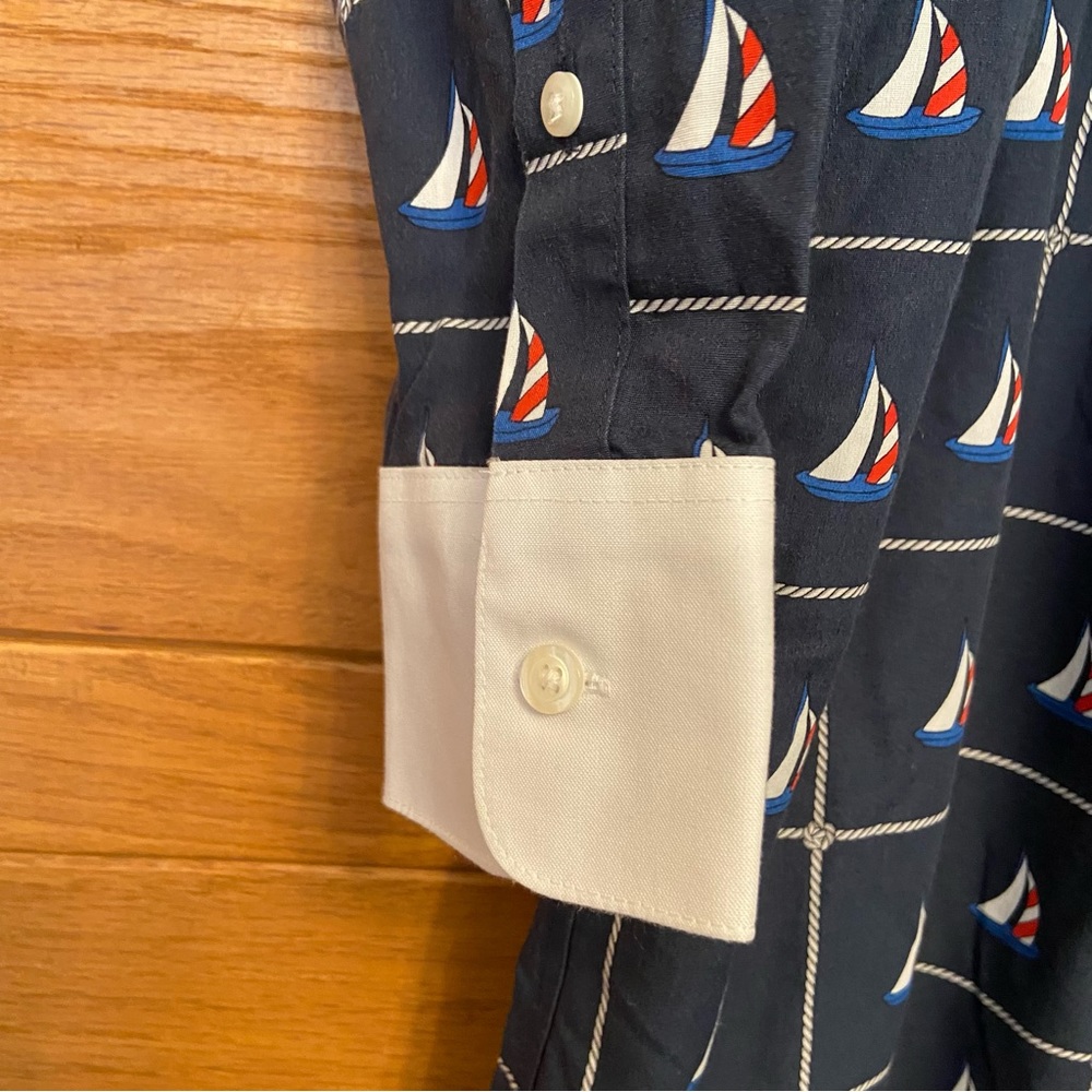 Brooks Brothers nautical sailboat button front shirtdress - Picture 4 of 7